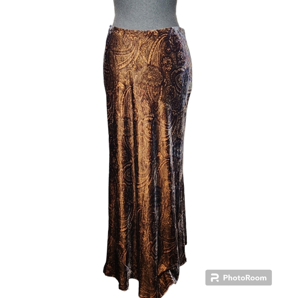 Vintage 90s Lauren Ralph Lauren Oxfordshire Brown Velvet Skirt Size 4